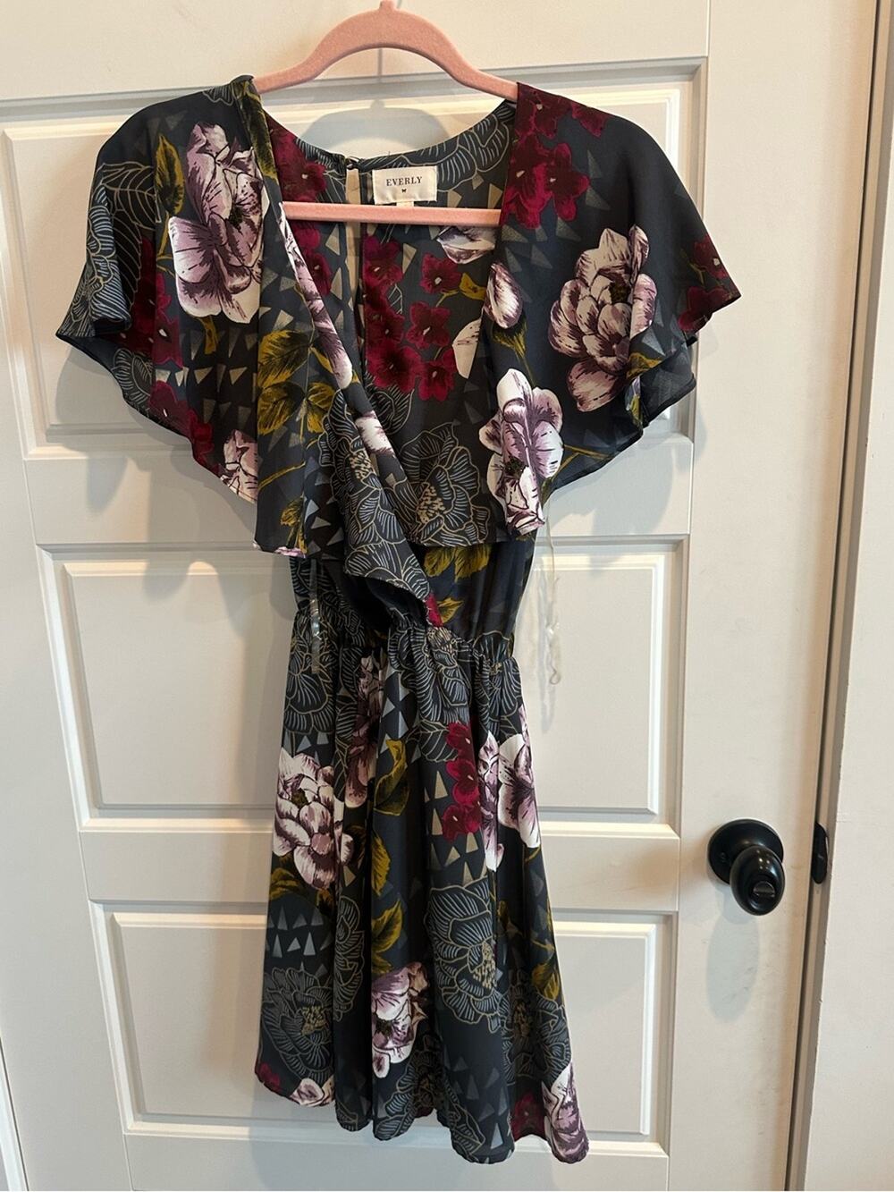 Everly Medium Dark Floral Ruffle Dress Moody Fall Boho Romantic